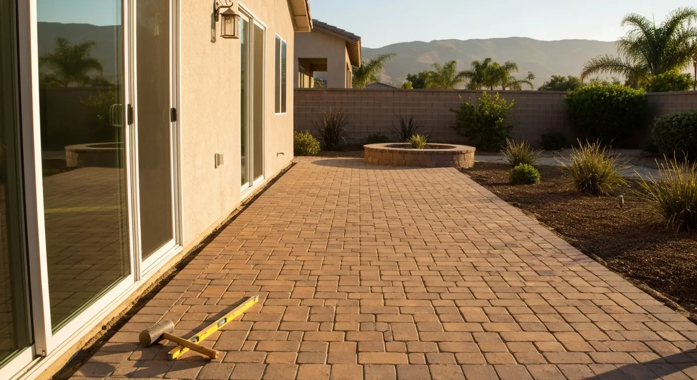 Paver patio in Menifee backyard