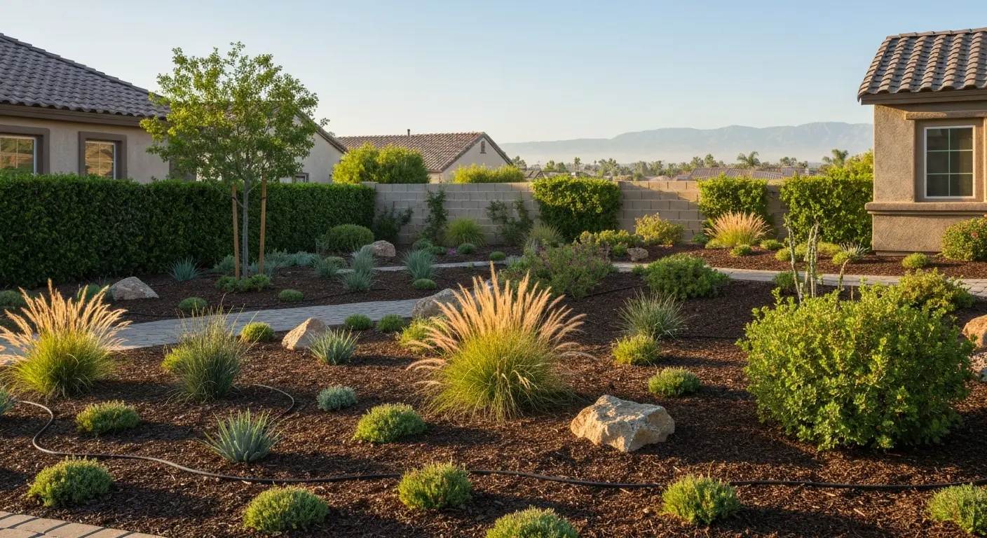 Landscape design with drought-resistant plants