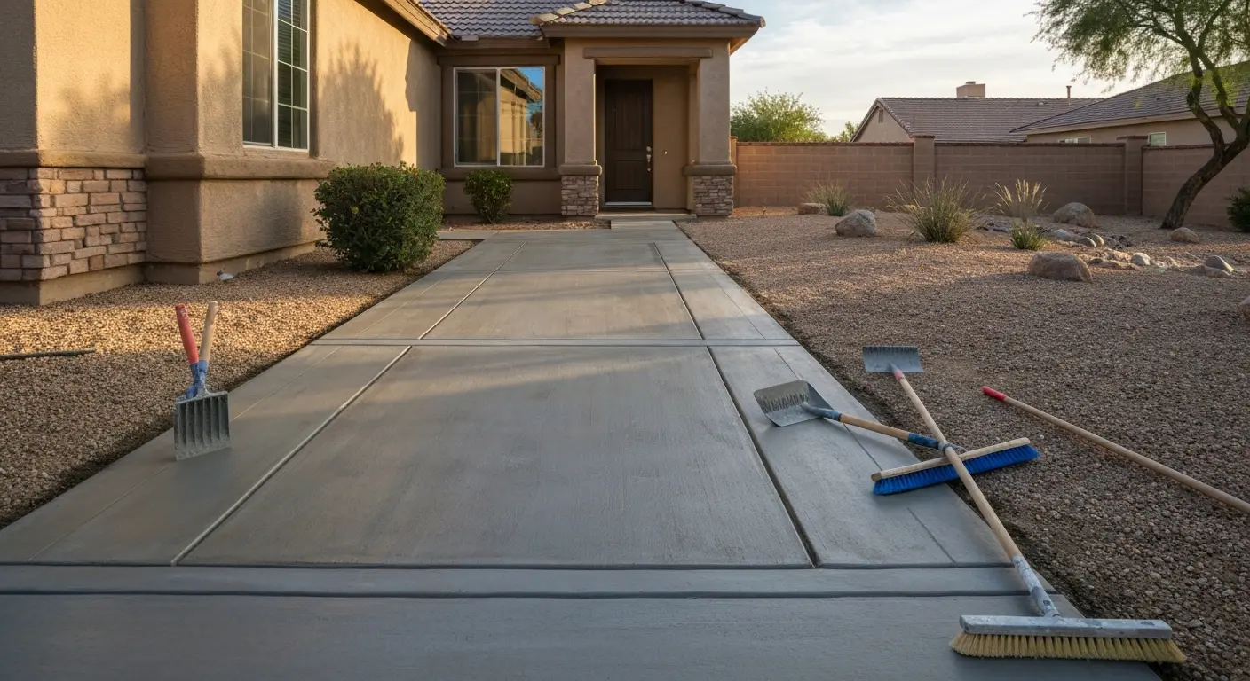 Concrete walkway installation