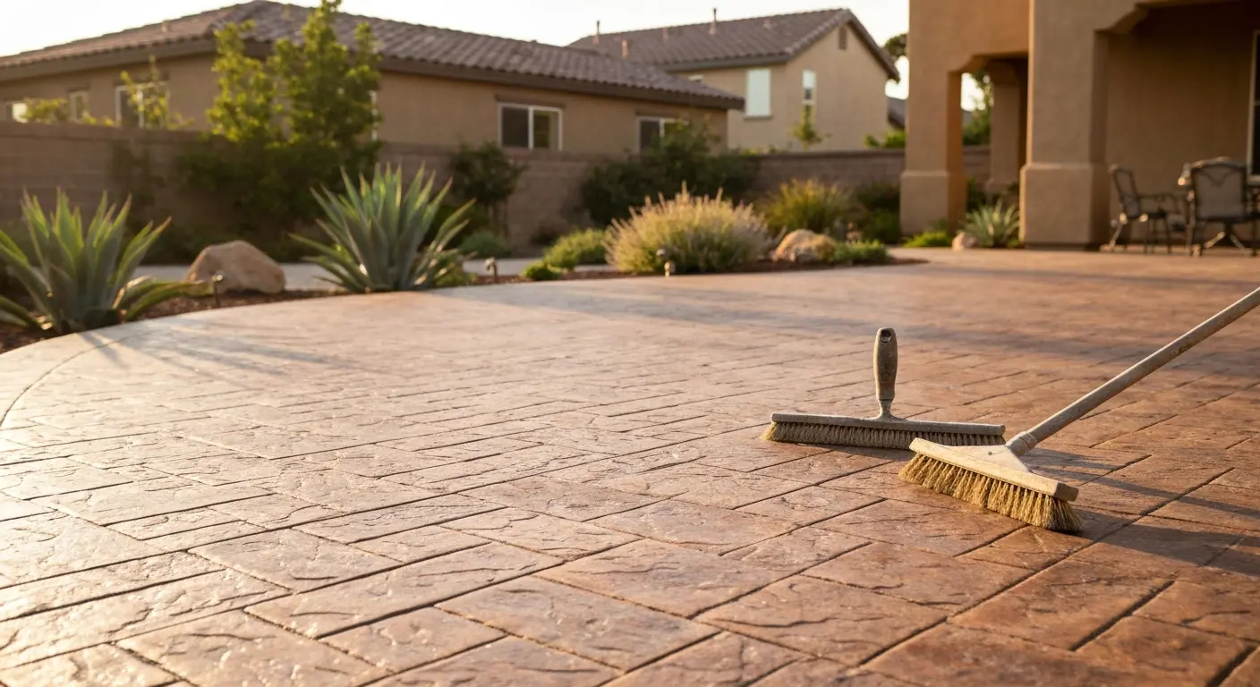 Stamped concrete patio in Felicita Park