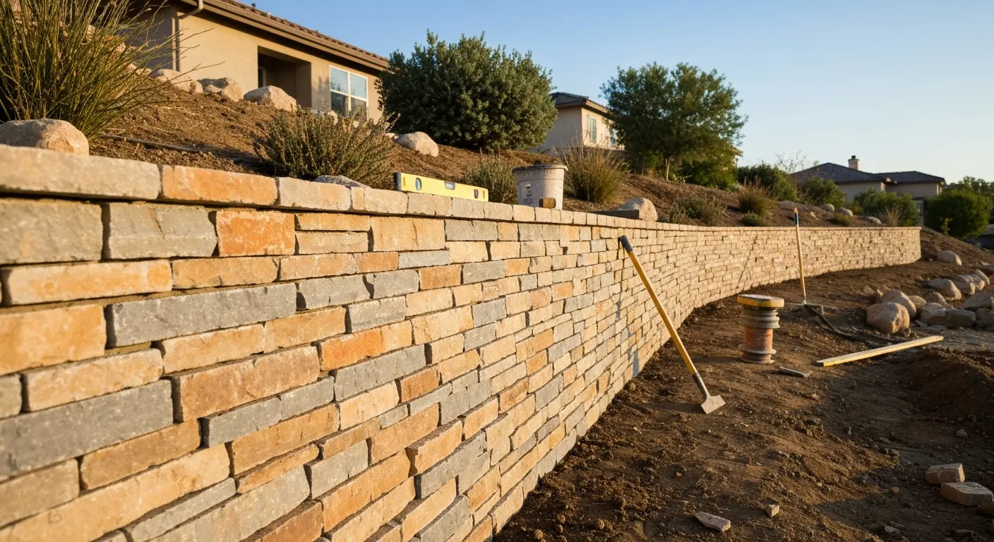 Stone retaining wall
