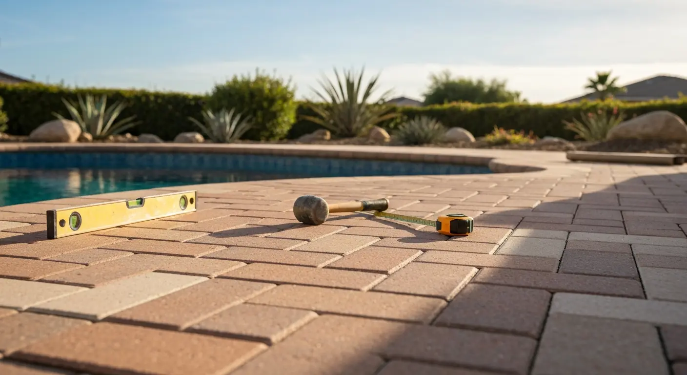 Pool deck paver installation