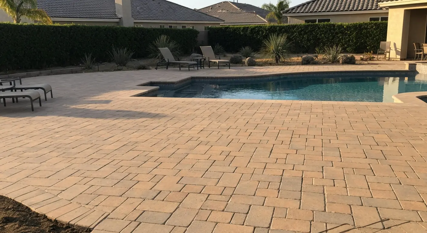 Pool deck with pavers