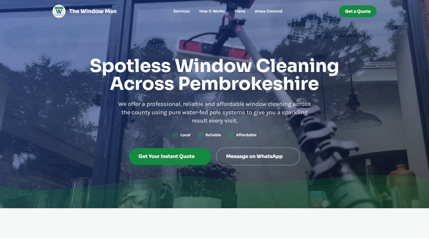 Window Man Pembs website on desktop
