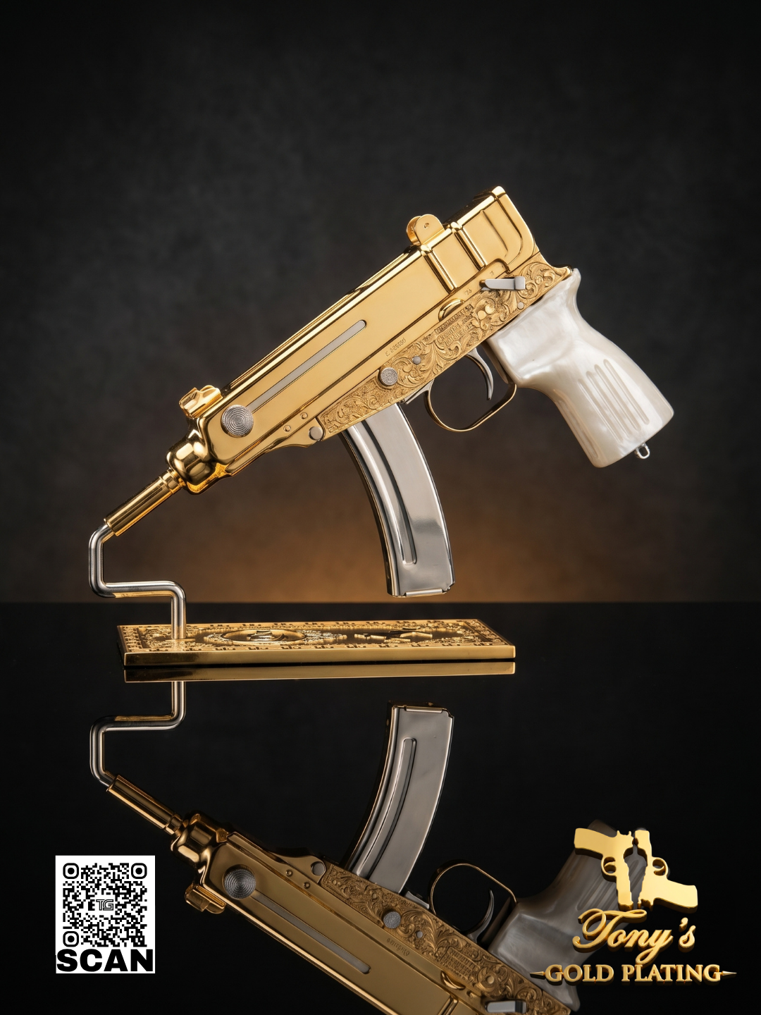 Finished custom 24k gold-plated, nickel-plated, or hand-engraved firearm by Tony's Gold Plating — commission photo 4