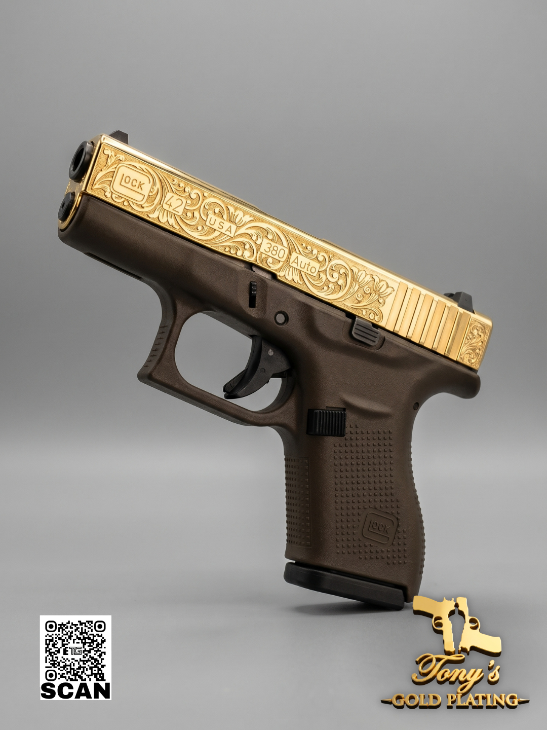 Finished custom 24k gold-plated, nickel-plated, or hand-engraved firearm by Tony's Gold Plating — commission photo 3