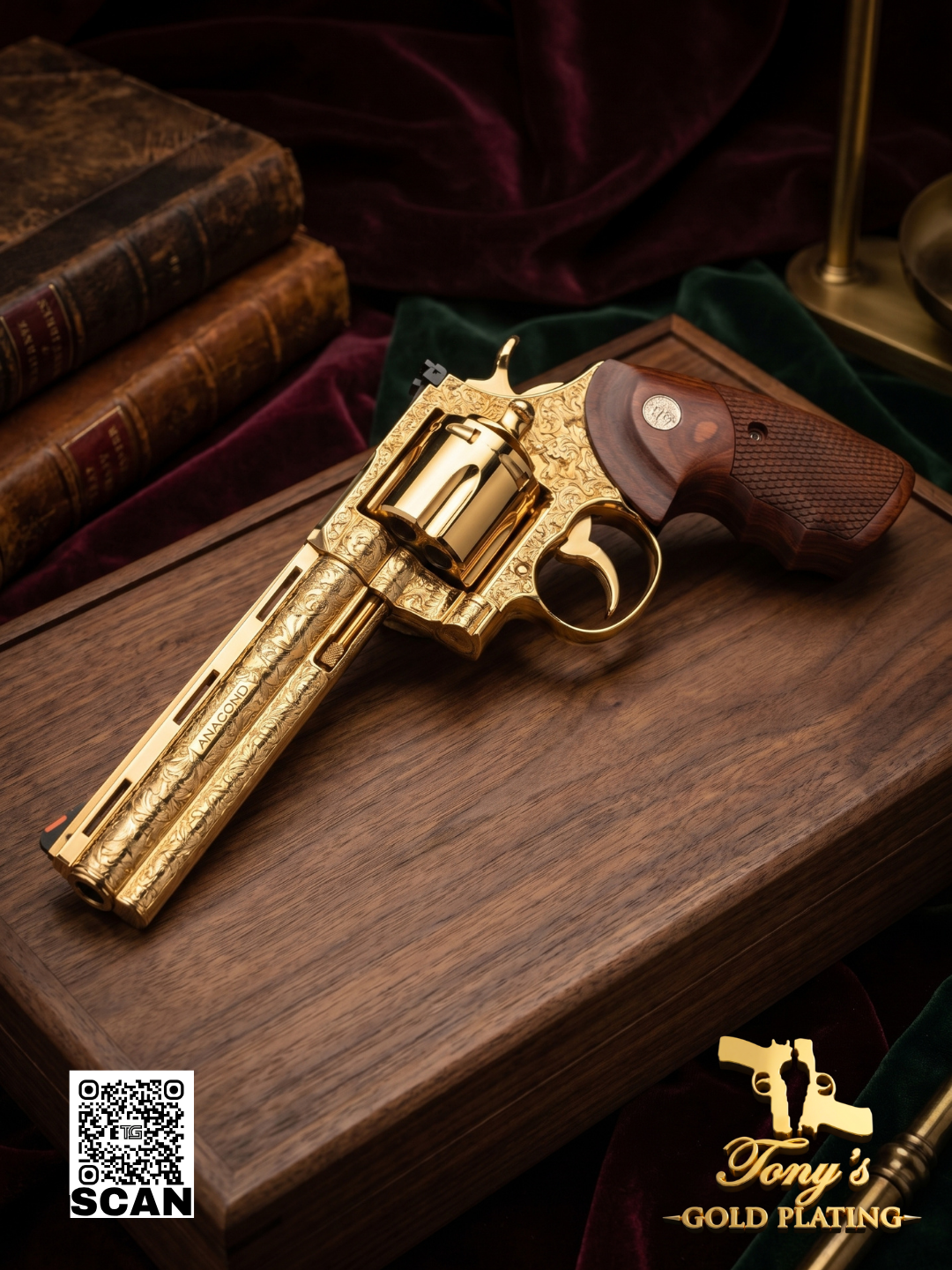 Finished custom 24k gold-plated, nickel-plated, or hand-engraved firearm by Tony's Gold Plating — commission photo 8