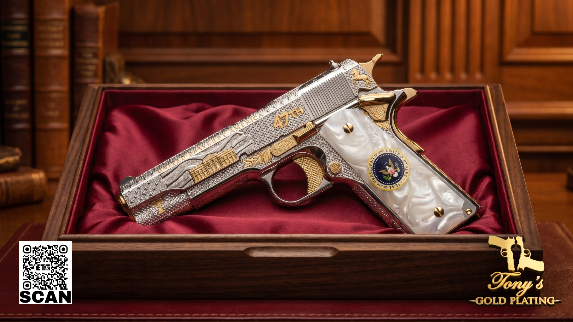 Finished custom 24k gold-plated, nickel-plated, or hand-engraved firearm by Tony's Gold Plating — commission photo 13