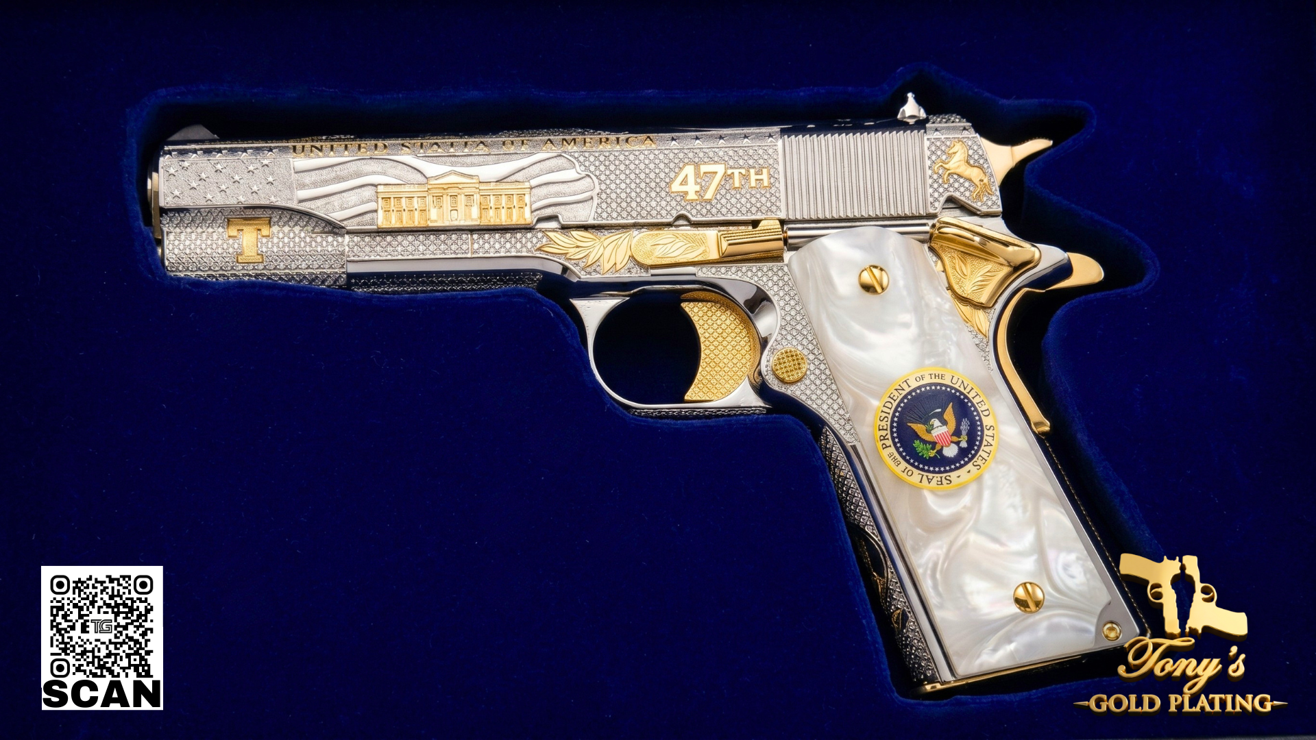 Finished custom 24k gold-plated, nickel-plated, or hand-engraved firearm by Tony's Gold Plating — commission photo 12