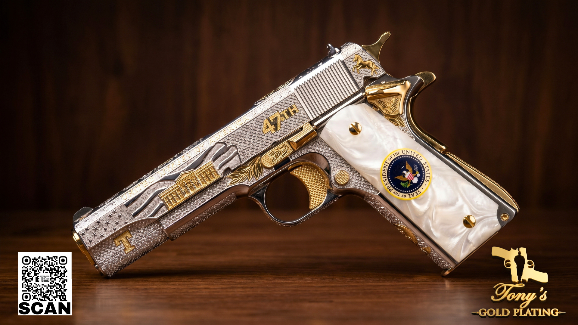 Finished custom 24k gold-plated, nickel-plated, or hand-engraved firearm by Tony's Gold Plating — commission photo 19