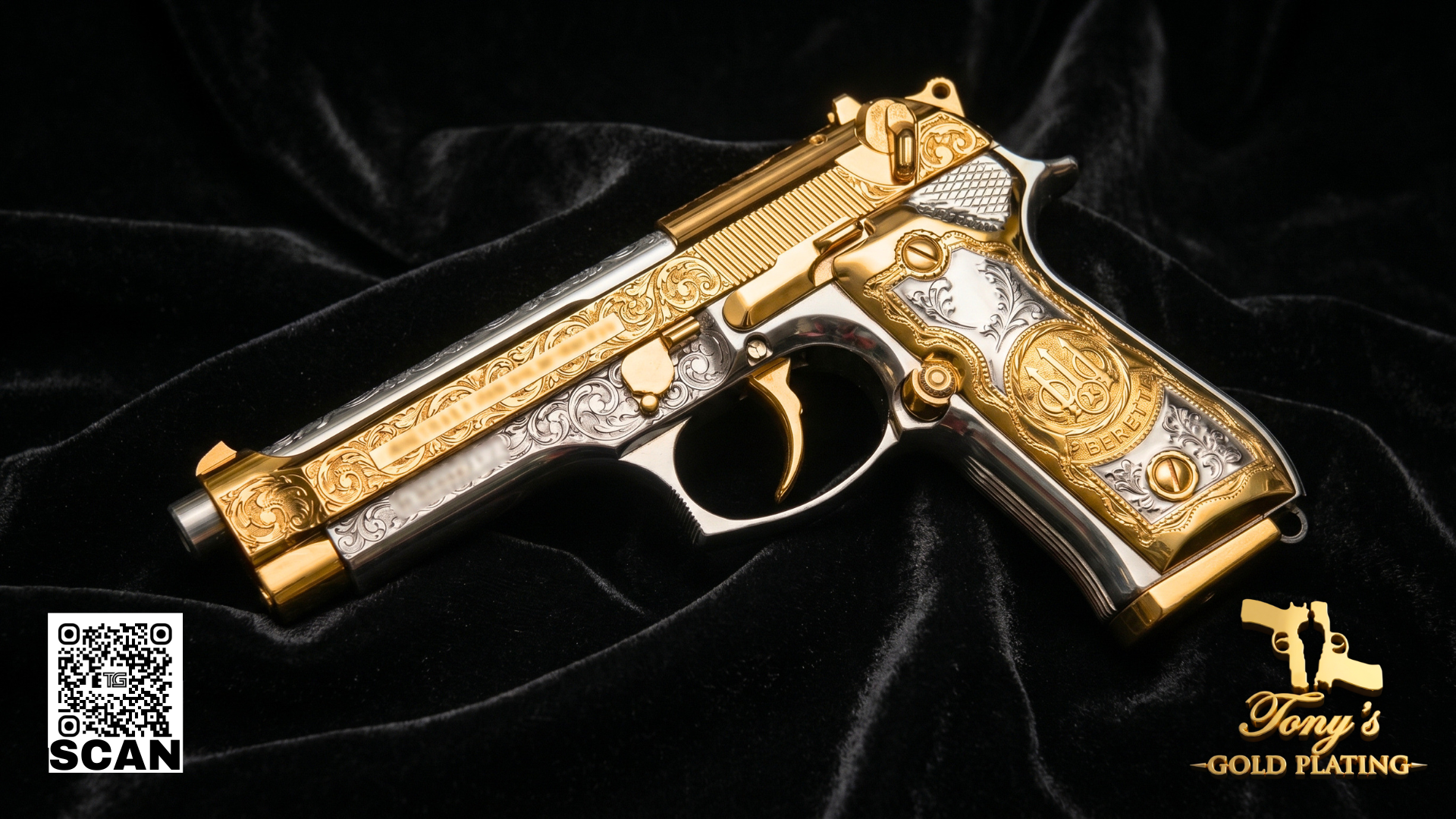 Finished custom 24k gold-plated, nickel-plated, or hand-engraved firearm by Tony's Gold Plating — commission photo 11