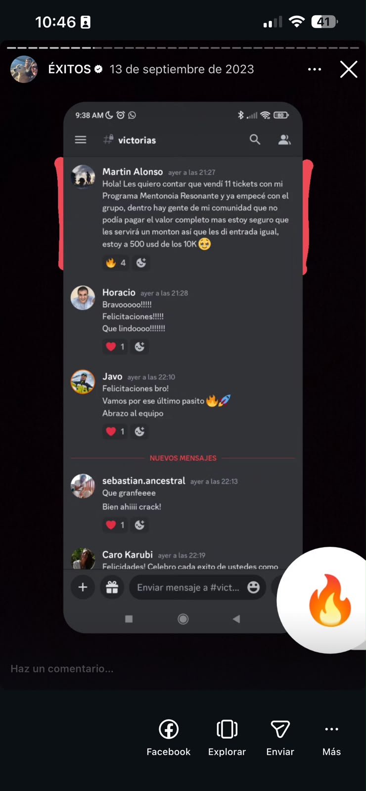 Mensaje de una nutricionista sobre su app propia funcionando