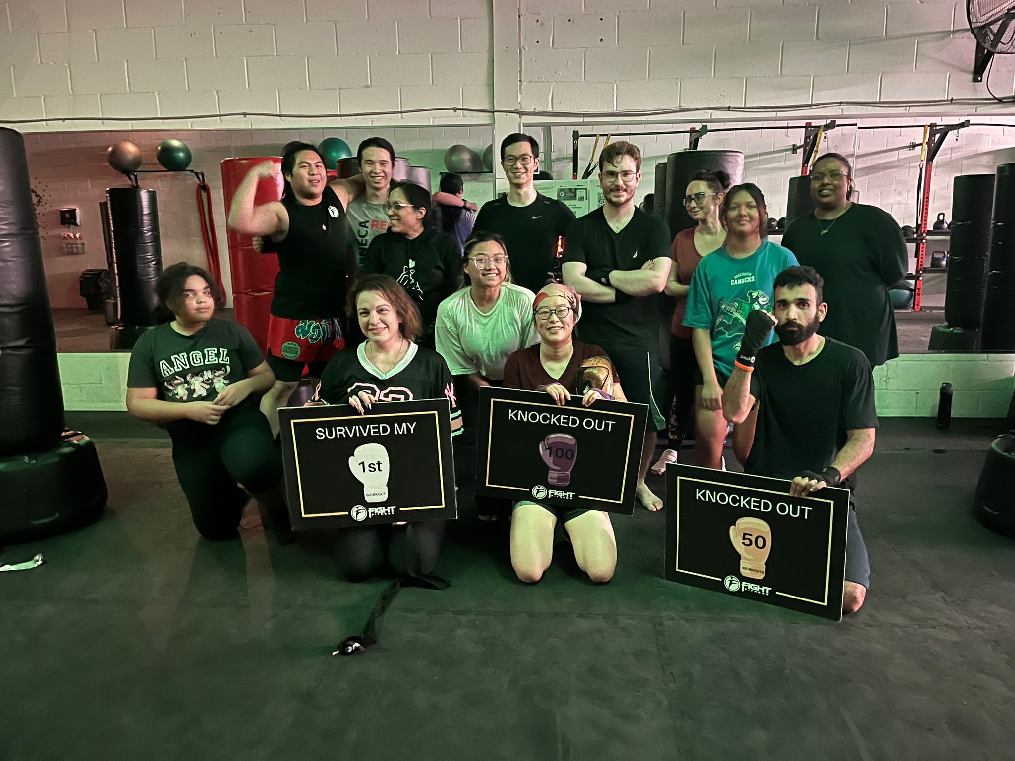 Michelle training at Fight Fitness kickboxing class in Markham