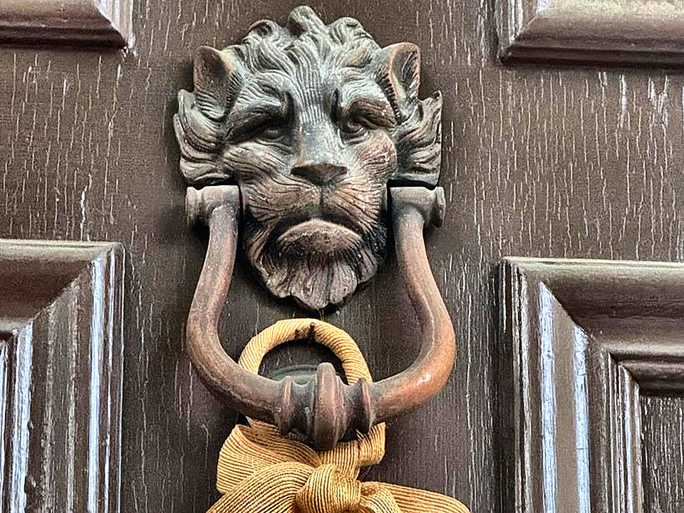 Door detail representing the people behind local businesses