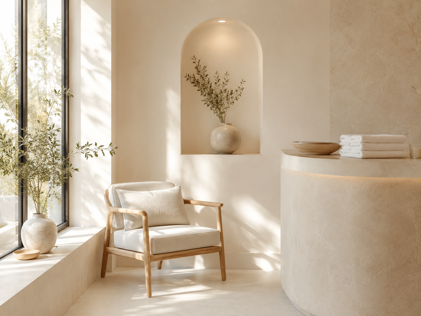 Calm reception area at Francesca SkinBrand & Sparadise