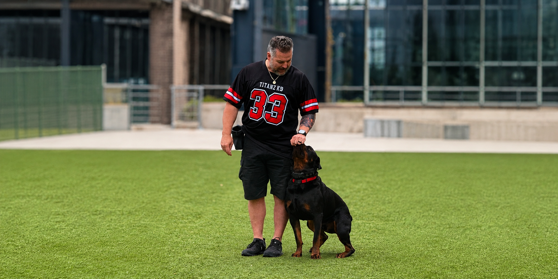 Daniel Stuckart working with a dog off-leash