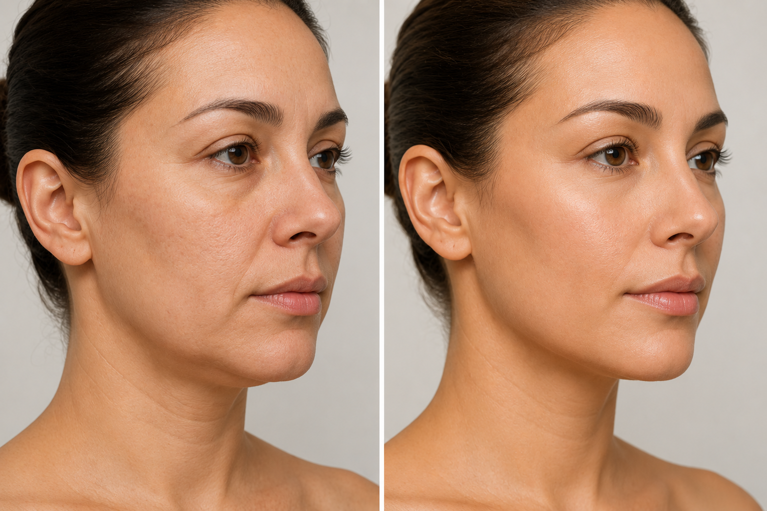 LPG before and after result — jawline and neck