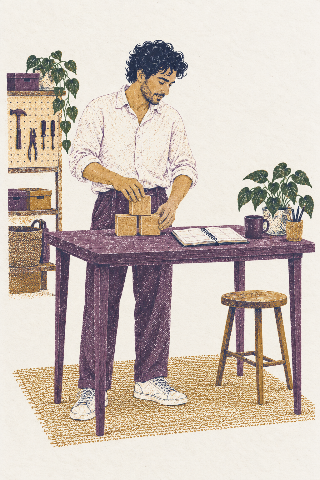 The Villager, illustrated in the Wealth and Freedom Riso style