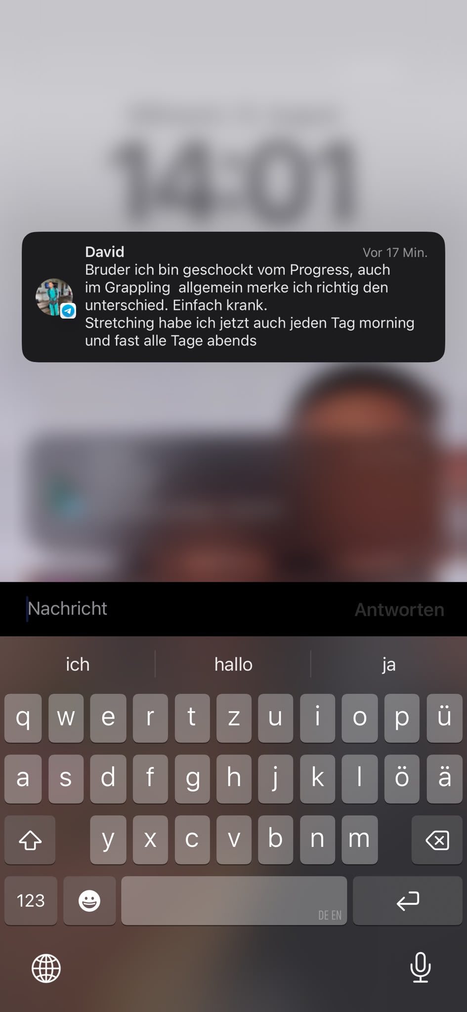Telegram-Nachricht eines Klienten