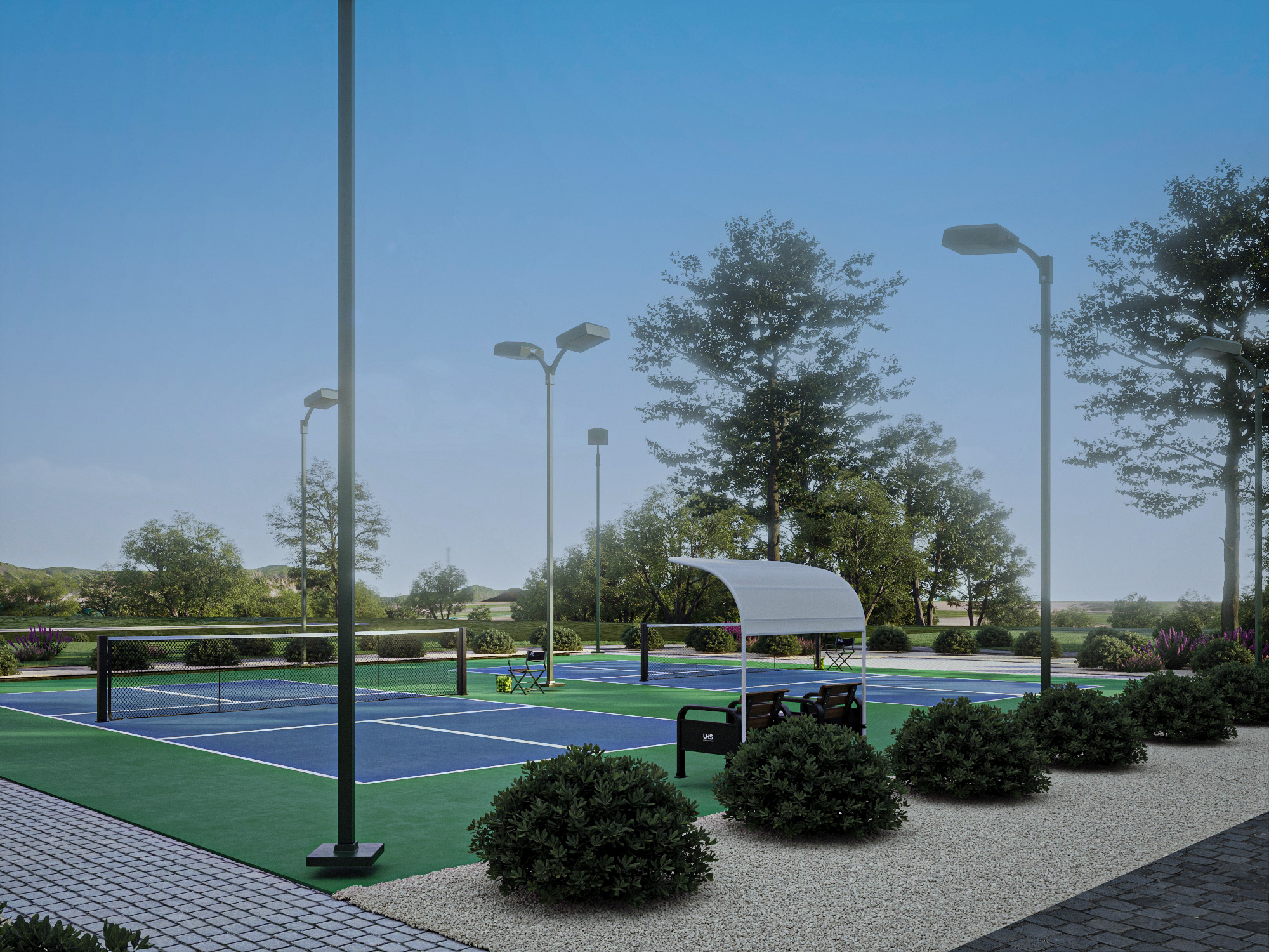 Grand View pickleball courts rendering