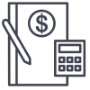 Bookkeeping document and calculator icon