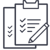 Checklist icon with pencil and clipboard.