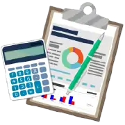 Accounting report with calculator icon