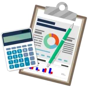 Accounting report with calculator icon