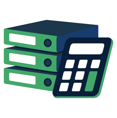 Bookkeeping document and calculator icon