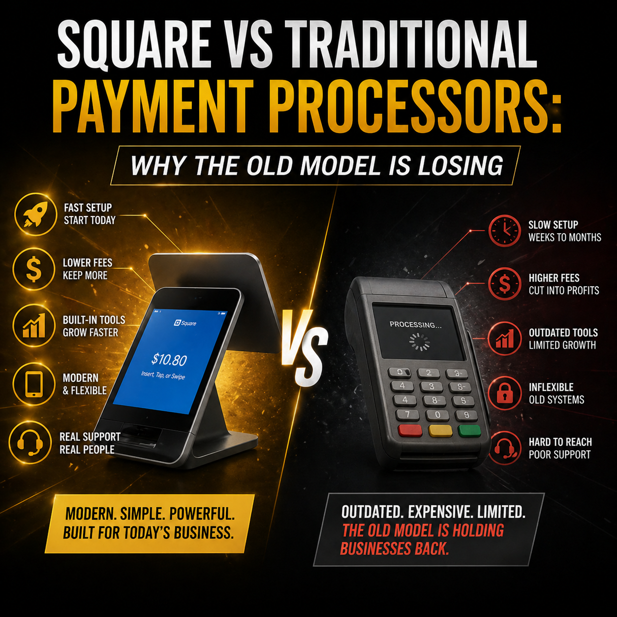 Square vs traditional payment processing systems comparison
