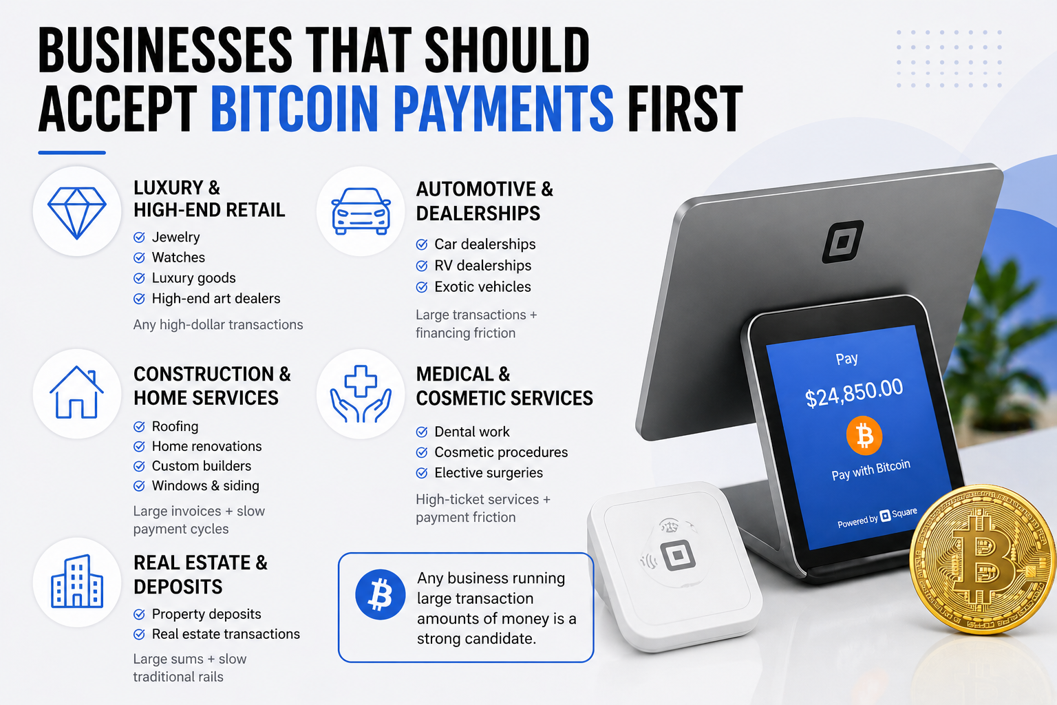 high ticket business bitcoin payment processing industries