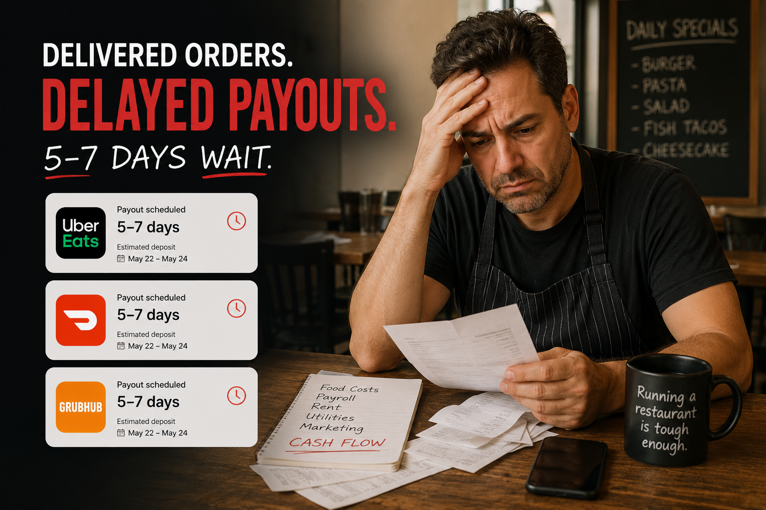 delivery apps delayed payouts for restaurants
