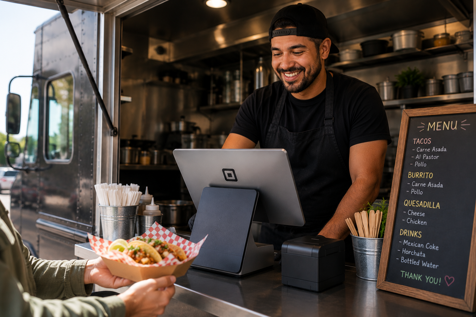 food truck using Square mobile payment system