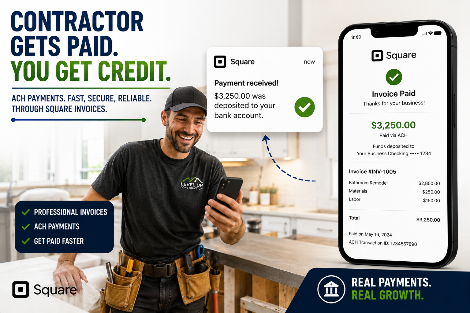 ACH payment through Square invoice
