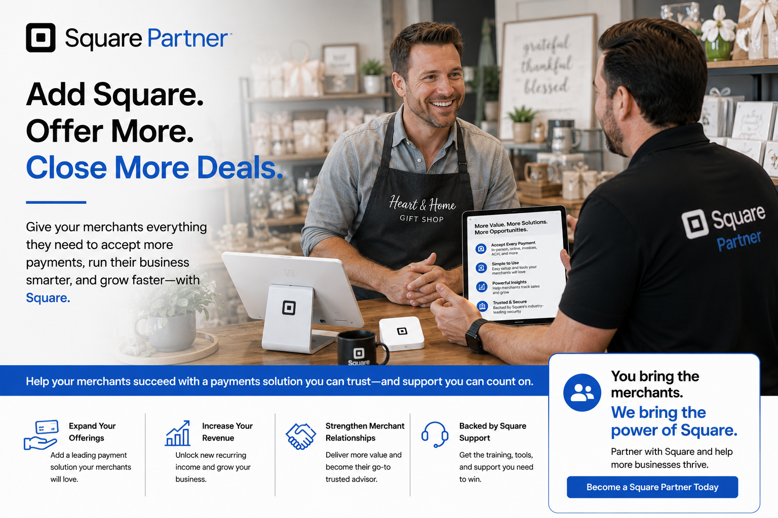 Business owner discussing Square POS and payment solutions Business owner discussing Square POS and payment solutions