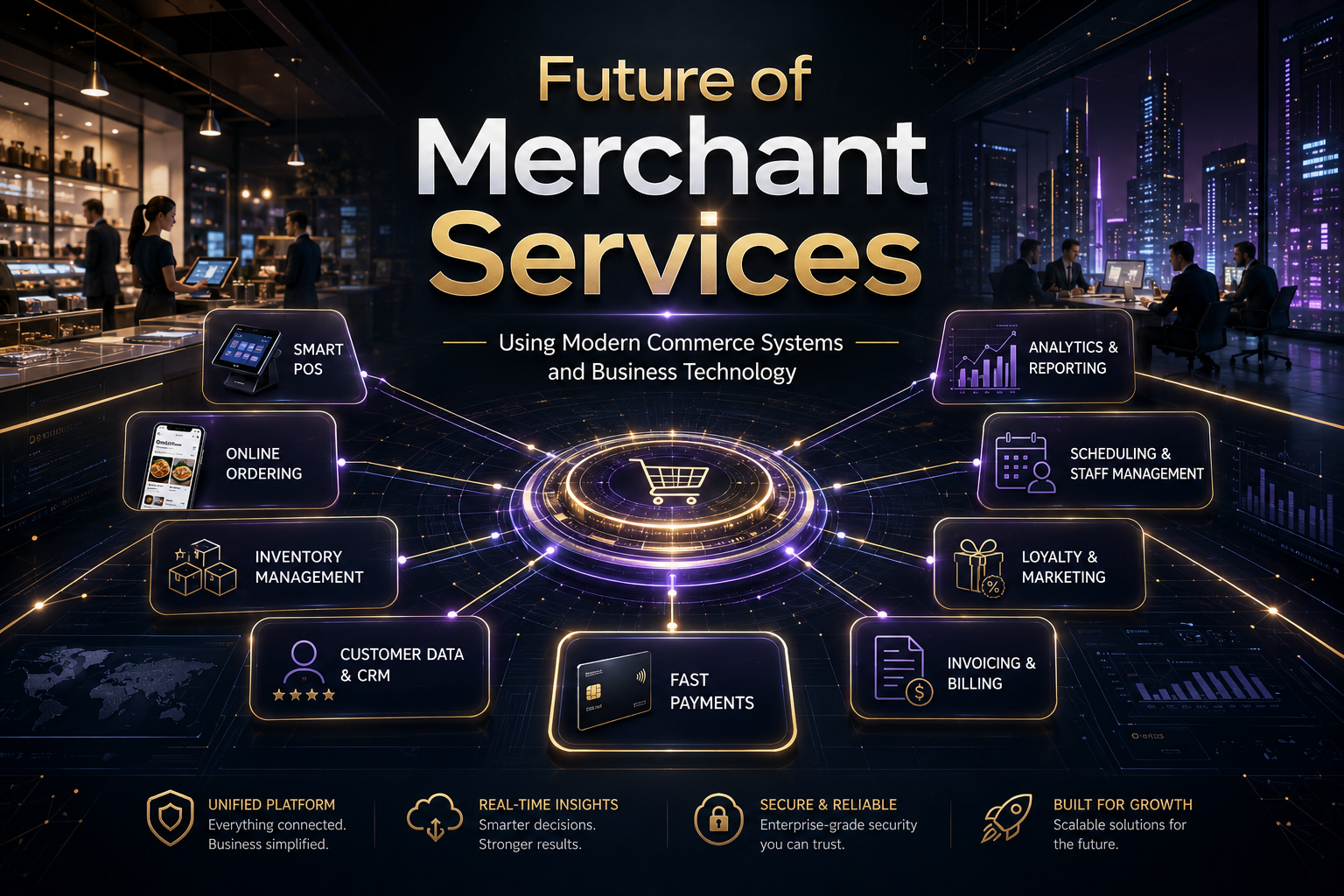 Future of merchant services using modern commerce systems and business technology.