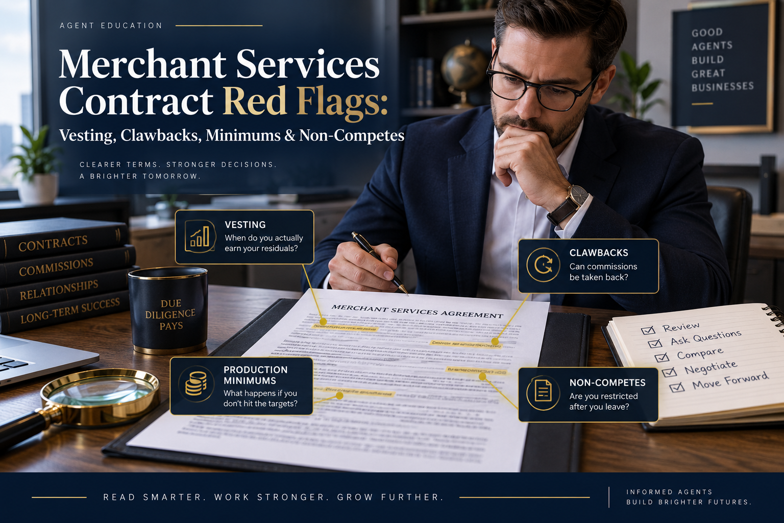 Merchant Service University agent agreement residual vesting training