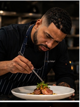 Chef Stanley plating a course at your table