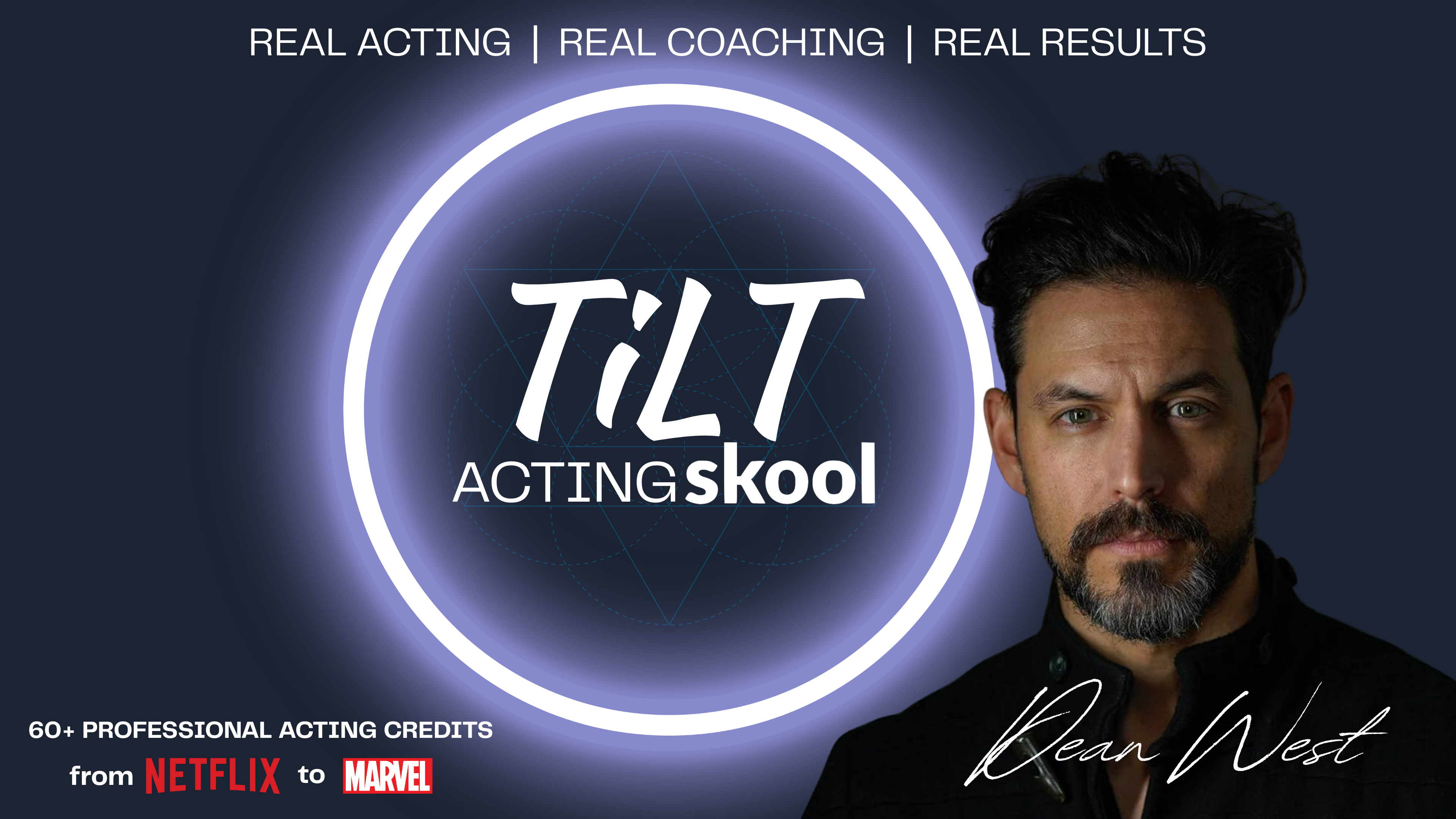 Dean West and TiLT Acting Skool. Real acting, real coaching, real results. 60 plus professional acting credits from Netflix to Marvel.