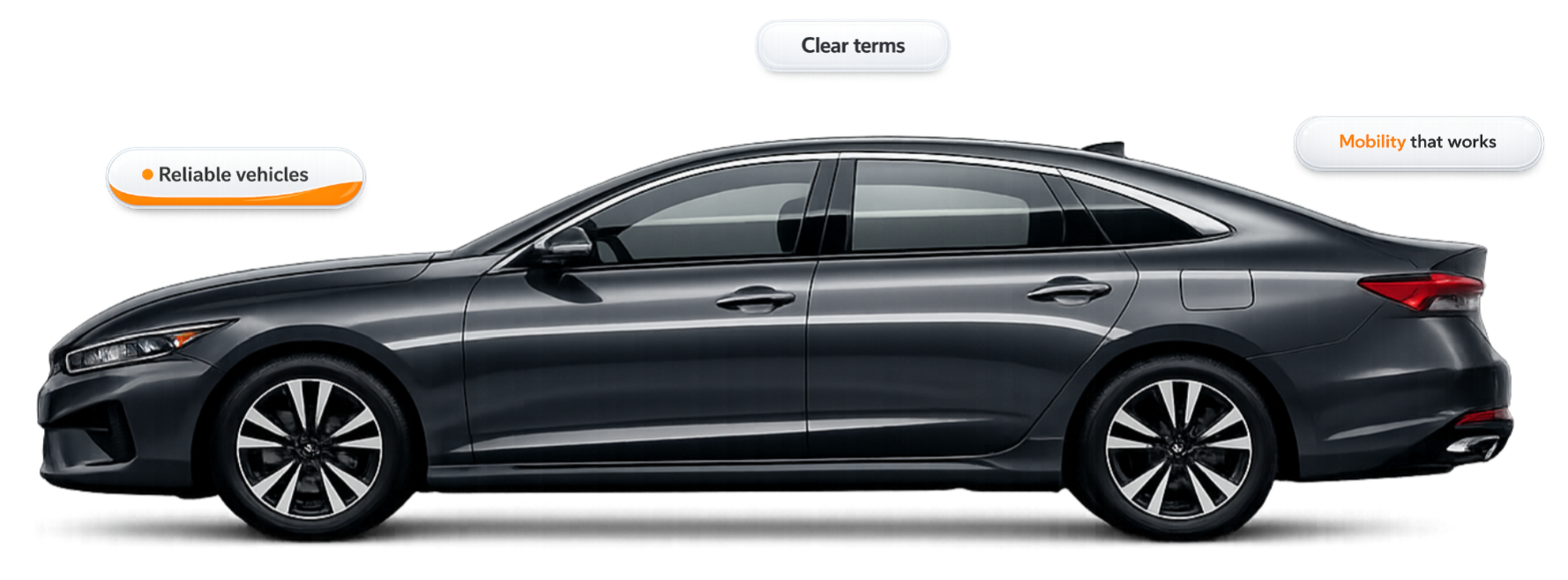 Black sedan available for flexible monthly car rentals in Houston through Drive Malin