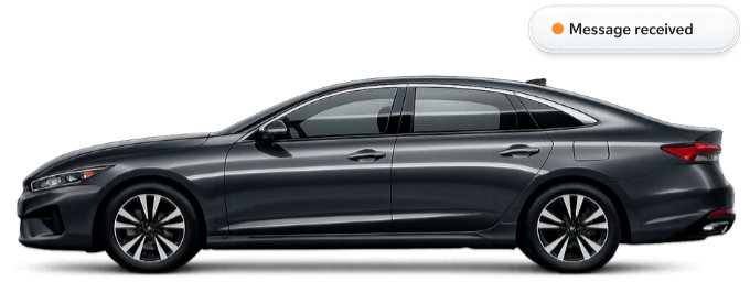 Black sedan on Drive Malin thank you page confirming rental inquiry submission