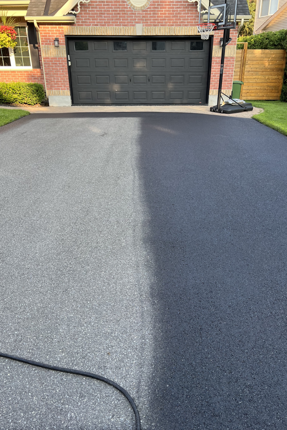 Freshly sealed driveway
