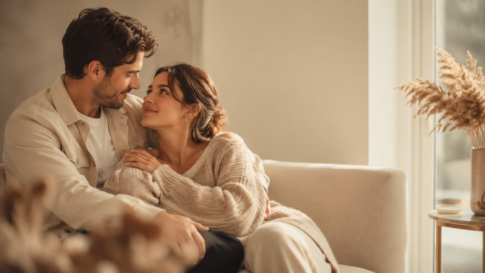 Huzurlu, sağlıklı bir ilişki içinde sıcak bir çift