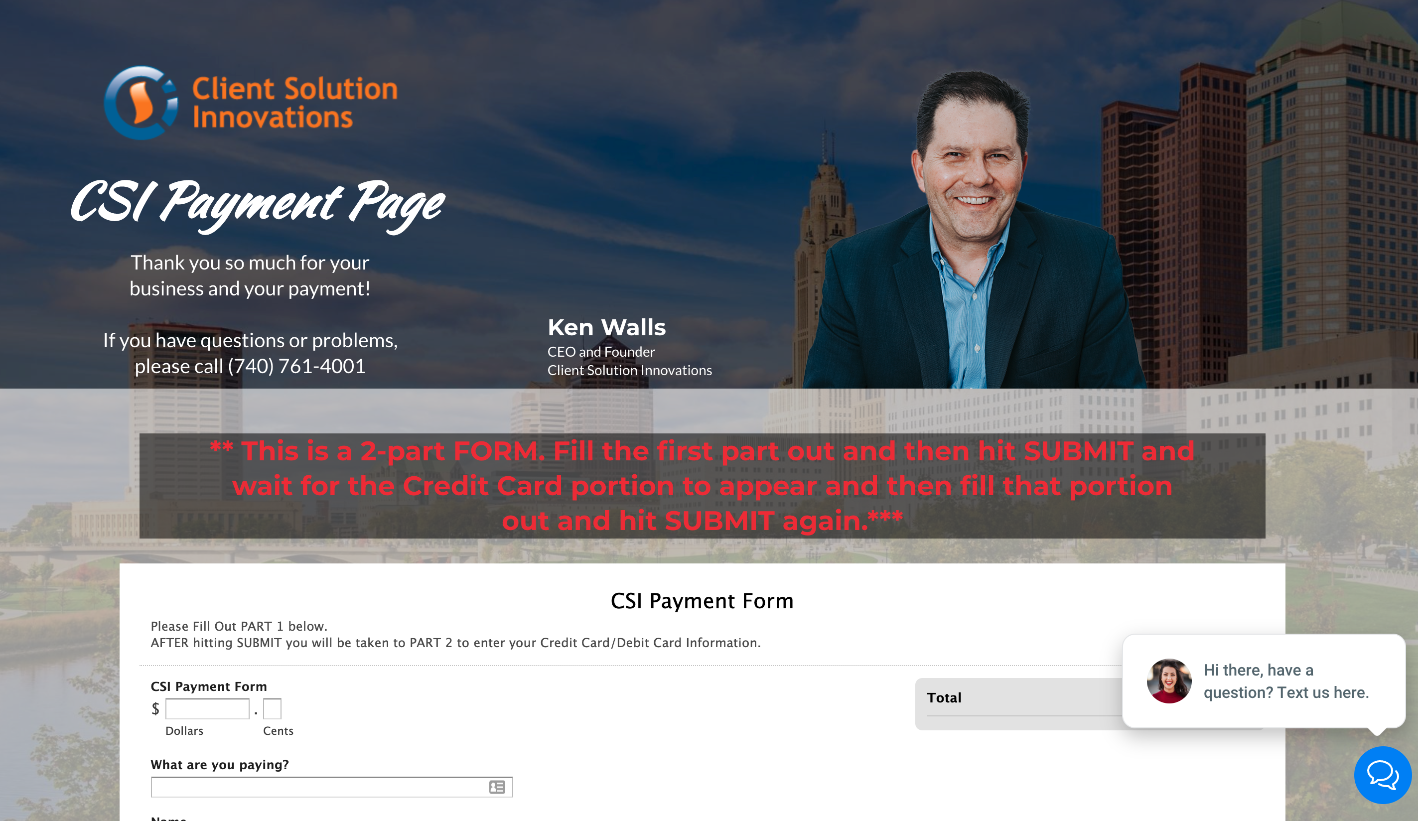 CSI Payment Page - Client Solution Innovations