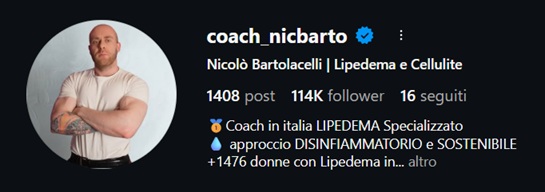 Screenshot del profilo Instagram