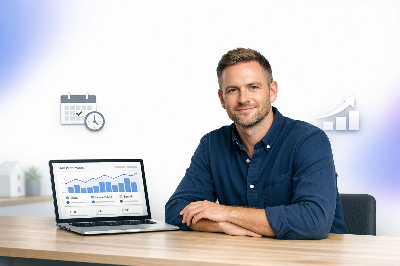 Decision guide showing when to hire a Facebook Ads expert vs running Meta ads yourself for bookings or ecommerce sales