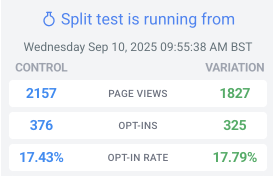 Live ad account results screenshot