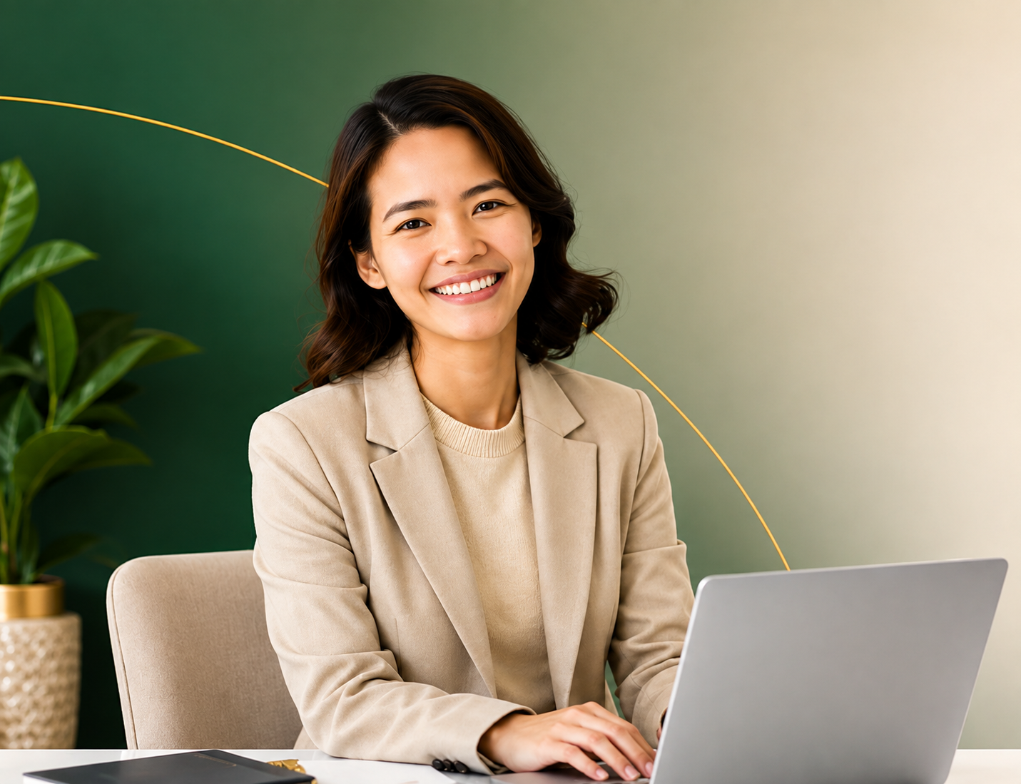 Grace Siababa working at a laptop