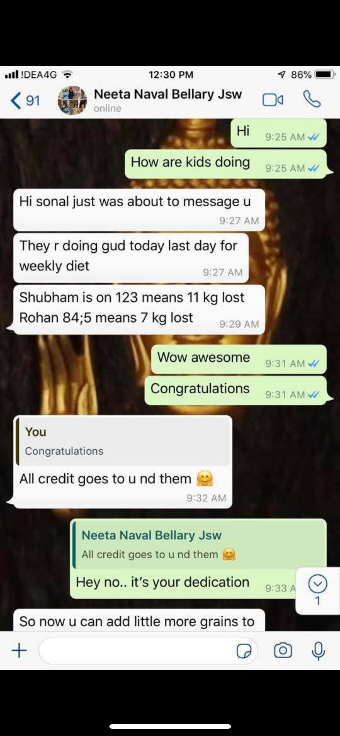 Reena WhatsApp message