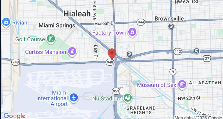 Mapa de ubicación del Hotel Eurobuilding cerca del Aeropuerto Internacional de Miami